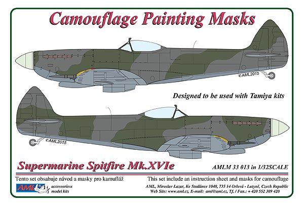 AML AMLM33013 1:32 Supermarine Spitfire Mk.XVIe camouflage pattern paint masks