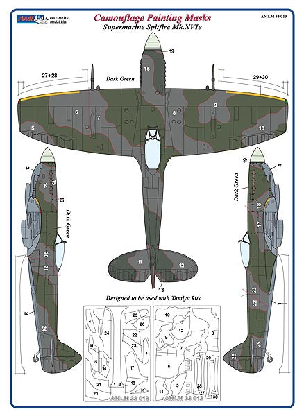AML AMLM33013 1:32 Supermarine Spitfire Mk.XVIe camouflage pattern paint masks