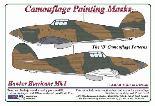 AML AMLM33017 1:32 Hawker Hurricane Mk.I The "B" camouflage pattern paint masks