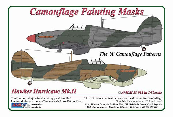 AML AMLM33018 1:32 Hawker Hurricane Mk.II The "A" camouflage pattern paint masks