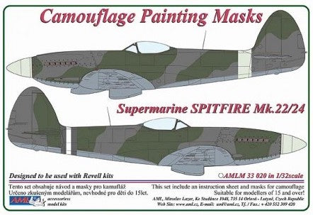 AML AMLM33020 1:32 Supermarine Spitfire Mk.22/24 camouflage pattern paint masks