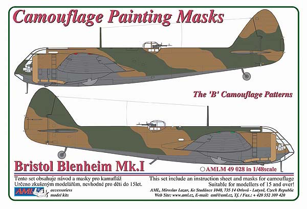AML AMLM49028 1:48 Bristol Blenheim Mk.I / "B" camouflage pattern paint masks