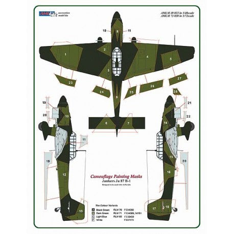 AML AMLM49033 1:48 Junkers Ju-87B-1 'Stuka' camouflage pattern paint mask