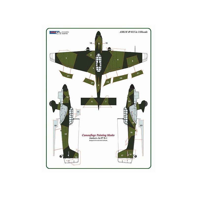 AML AMLM49033 1:48 Junkers Ju-87B-1 'Stuka' camouflage pattern paint mask