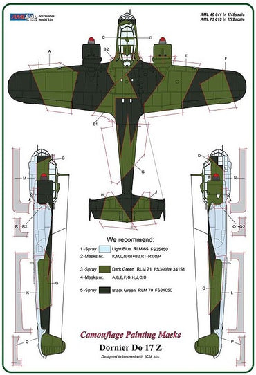 AML AMLM49041 1:48 Dornier Do-17Z camouflage pattern paint masks