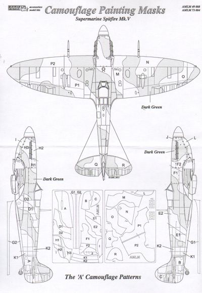 AML M49008 Spitfire Mk.V 'A' Scheme Camouflage Paint Masks 1:48