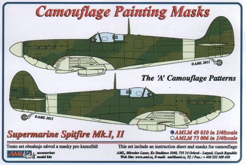 AML M49010 Spitfire Mk.I/II 'A' Camouflage Pattern Paint Masks 1:48