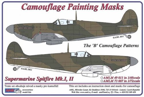 AML M49011 Spitfire Mk.I/II 'B' Camouflage Pattern Paint Masks 1:48