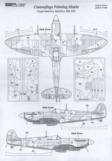 AML AMLM49013 1:48 Supermarine Spitfire Mk.IXc camouflage pattern paint masks