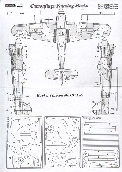 AML AMLM49015 1:48 Hawker Typhoon Mk.Ib Late version camouflage masks