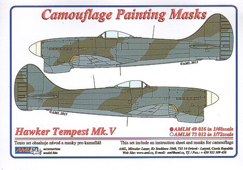 AML AMLM49016 1:48 Hawker Tempest Mk.V, WWII Period camouflage masks