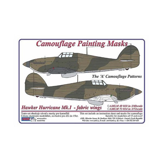 AML M49018 Hurricane Mk.I Fabric Wings 'A' Camouflage Masks 1:48