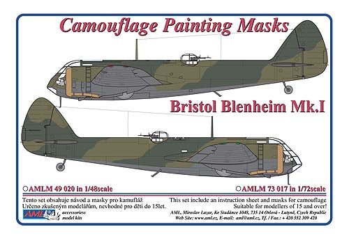 AML M49020 Bristol Blenheim Mk.I Camouflage Pattern Paint Masks 1:48