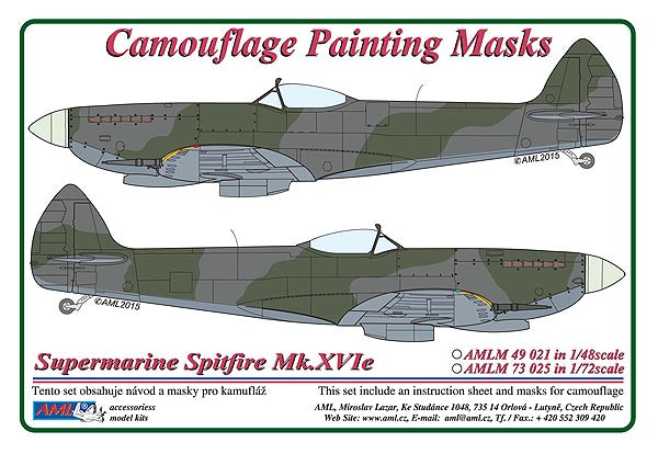 AML AMLM49021 1:48 Supermarine Spitfire Mk.XVIe camouflage pattern paint masks