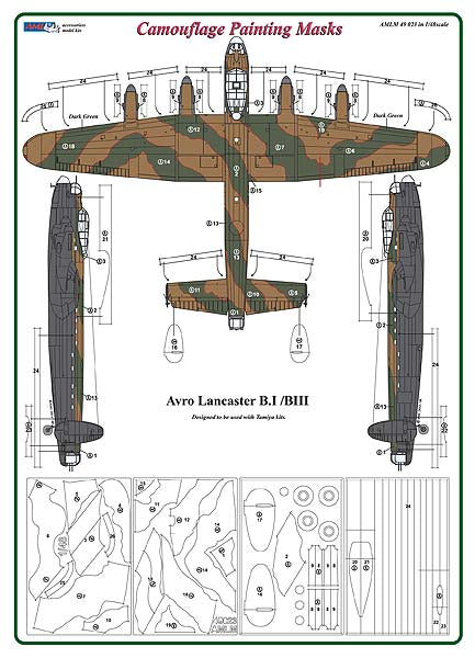 AML AMLM49023 1:48 Avro Lancaster B.I/III camouflage pattern paint mask