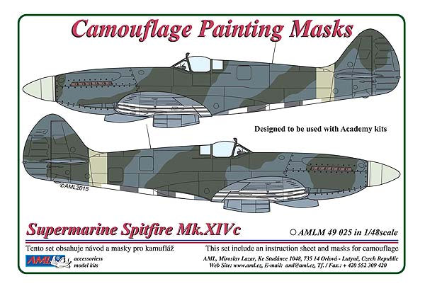 AML AMLM49025 1:48 Supermarine Spitfire Mk.XIVc camouflage pattern paint mask