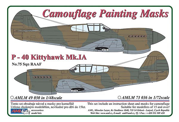 AML AMLM49030 1:48 Curtiss P-40 Kittyhawk Mk.IA camouflage masks of 75