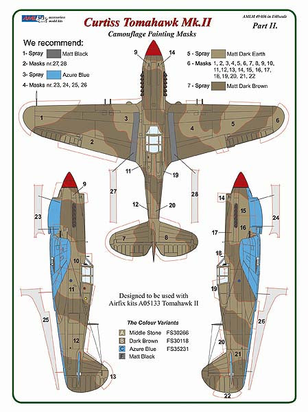 AML AMLM49036 1:48 Curtiss Tomahawk Mk.IIB/Part II camouflage masks