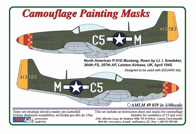 AML AMLM49039 1:48 North-American P-51D-5 Mustang camouflage pattern paint masks
