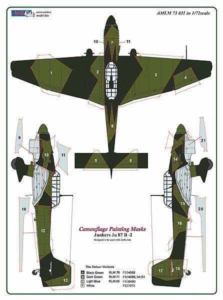 AML AMLM73031 1:72 Junkers Ju-87B-2 'Stuka' camouflage pattern paint masks