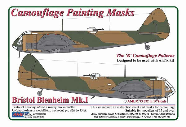 AML AMLM73032 1:72 Bristol Blenheim Mk.I "B" camouflage pattern paint masks