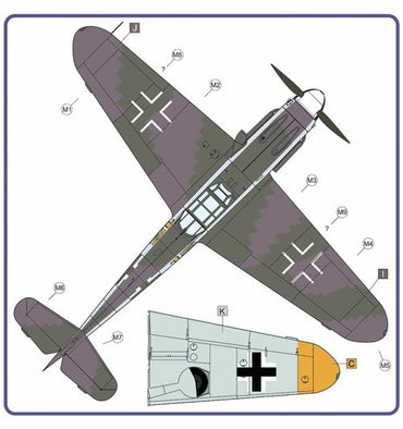AML AMLM73003 1:72 Messerschmitt Bf-109G-6 Ehrler camouflage pattern paint masks