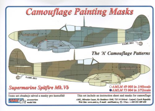 AML M73004 Spitfire Mk.V 'A' Patterns Camouflage Paint Masks 1:72