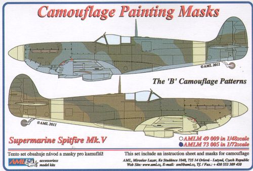 AML M73005 Spitfire Mk.V 'B' Patterns Camouflage Paint Masks 1:72