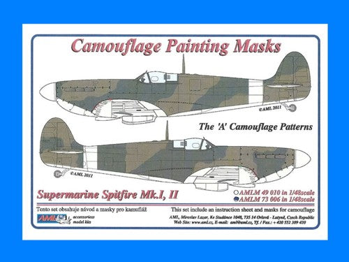 AML M73006 Spitfire Mk.I/II 'A' Pattern Camouflage Paint Masks 1:72