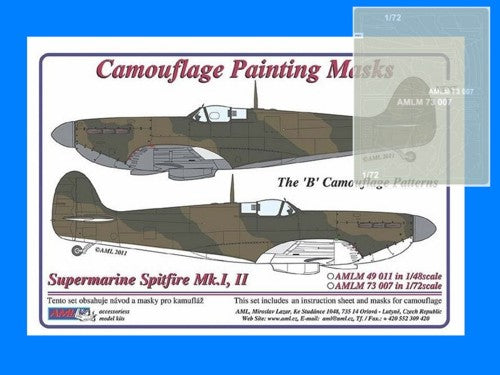 AML M73007 Spitfire Mk.I/II 'B' Pattern Camouflage Paint Masks 1:72