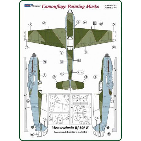 AML M73008 Bf-109E-4/F-3 Late Camouflage Paint Masks 1:72