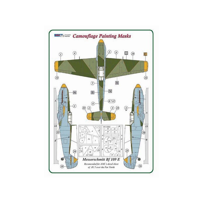 AML M73008 Bf-109E-4/F-3 Late Camouflage Paint Masks 1:72