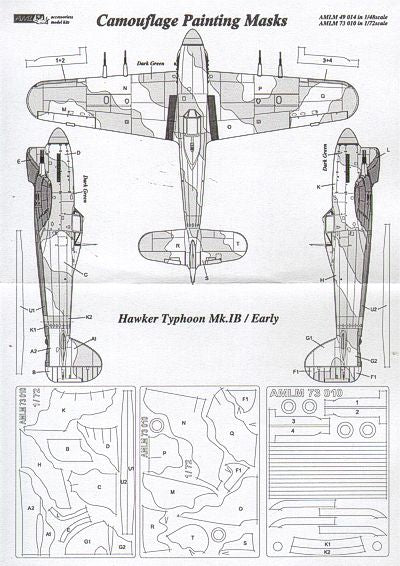 AML M73010 Hawker Typhoon Mk.Ib Early Camouflage Paint Masks 1:72