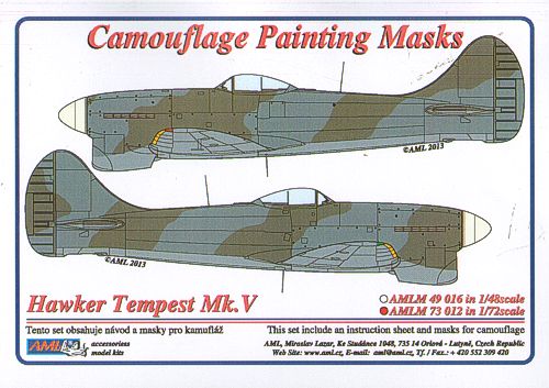 AML AMLM73012 1:72 Hawker Tempest Mk.V, WWII Period camouflage masks