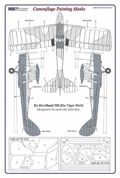 AML M73016 DH.82A Tiger Moth 'B' Patterns Camouflage Masks 1:72