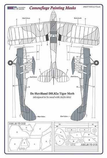 AML M73016 DH.82A Tiger Moth 'B' Patterns Camouflage Masks 1:72