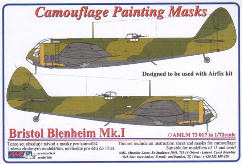 AML AMLM73017 1:72 Bristol Blenheim Mk.I camouflage pattern paint masks