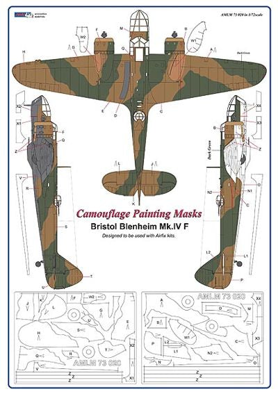 AML AMLM73020 1:72 Bristol Blenheim Mk.IV camouflage pattern paint masks