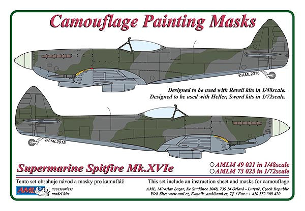 AML AMLM73023 1:72 Supermarine Spitfire Mk.XVIe camouflage pattern paint masks