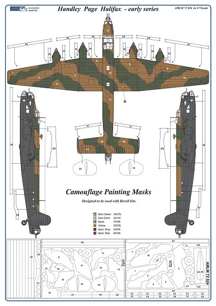 AML M73024 Halifax Mk.I/II Early Camouflage Paint Masks 1:72