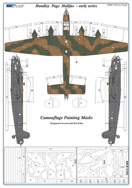 AML M73024 Halifax Mk.I/II Early Camouflage Paint Masks 1:72