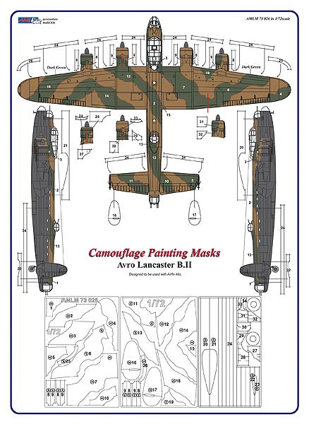 AML AMLM73026 1:72 Avro Lancaster B.II camouflage pattern paint masks