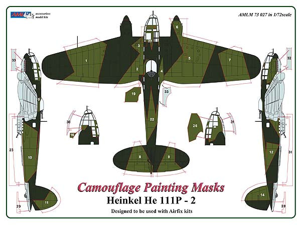 AML AMLM73027 1:72 Heinkel He-111P-2 camouflage pattern paint masks