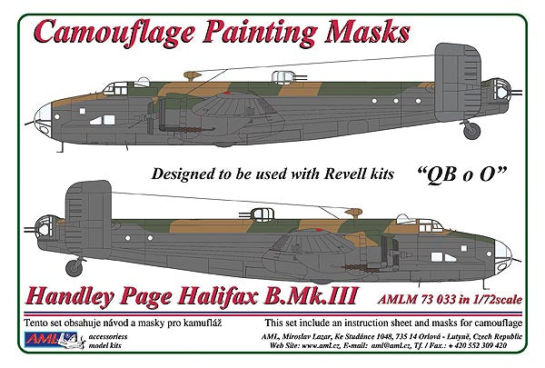 AML M73033 Handley-Page Halifax B.Mk.III QB-O Camouflage Masks 1:72