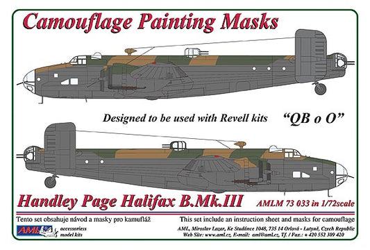 AML M73033 Handley-Page Halifax B.Mk.III QB-O Camouflage Masks 1:72