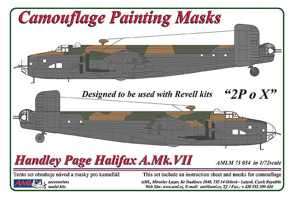 AML AMLM73034 1:72 Handley-Page Halifax Mk.VII 2P o X camouflage masks
