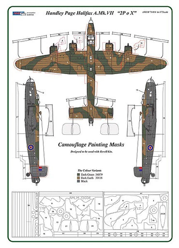 AML AMLM73034 1:72 Handley-Page Halifax Mk.VII 2P o X camouflage masks