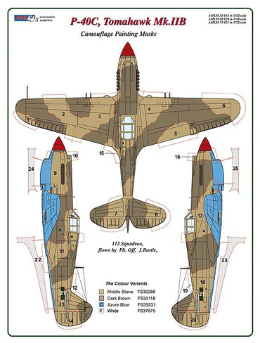 AML AMLM73035 1:72 Curtiss P-40C Tomahawk Mk.IIB camouflage pattern paint masks