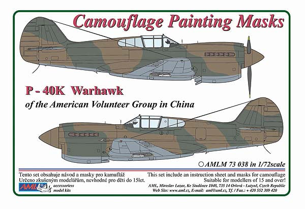 AML M73038 Curtiss P-40K AVG China WWII Camouflage Masks 1:72