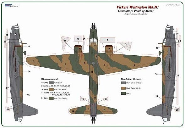 AML AMLM73042 1:72 Vickers Wellington Mk.IA/C camouflage pattern paint masks